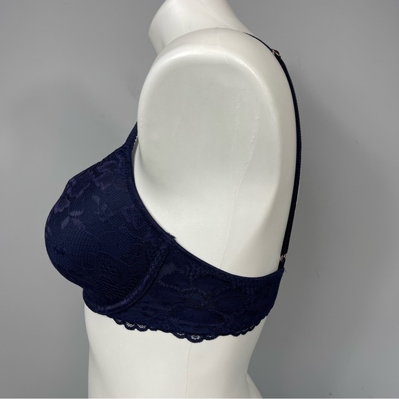 Savage x Fenty by Rihanna Allover Lace T-Shirt Bra 32D Purple Blue Sexy Push Up - Picture 7 of 16